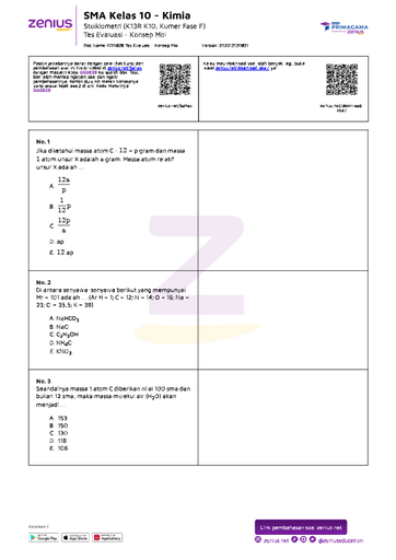 Tes Evaluasi - Konsep Mol